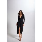 Holly Lolly HLSS23-00103 Maxi Moonlight V Yaka Karpuz Kol Siyah Kadın Elbise