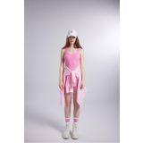 Holly Lolly HLSS24-00001 Zoe Fitilli Kumaş Pembe Kadın Şortlu Tulum