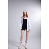 Holly Lolly HLSS24-00004 Lovesize Cepli Oversize Kesim Beyaz Kadın Gömlek