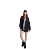 Holly Lolly HLSS24-00004 Lovesize Cepli Oversize Kesim Siyah Kadın Gömlek