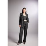 Holly Lolly HLSS24-00015 Eden Oversize Kesim Simli Çizgili Siyah Kadın Blazer Ceket
