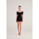 Holly Lolly HLSS24-00030 Muse Madonna Yaka Siyah Kadın Mini Elbise
