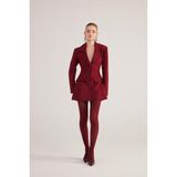 Holly Lolly Kadın Deja Blazer Ceket Bordo Dokuma Fit Kesim Cepli Regular Kalıp