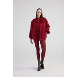 Holly Lolly Kadın Oversize Gül Detaylı, Astarlı Bomber Ceket, Bordo, S Beden