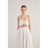 HOLLY LOLLY Kurdele Görünümlü Crop Jazmin Bluz, l, HLSS25-0002, Beyaz, Kadın