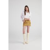 Holly Lolly Mermer Desenli Kargo Cep Detaylı Mini Rusted Jean Etek Camel