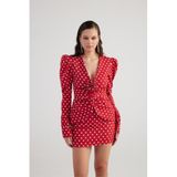 HOLLY LOLLY Puantiyeli Blazer Ceket, xs, HLFW25-00013, Kırmızı, Kadın