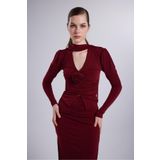 Holly Lolly Şal Yaka Detaylı Serre Bluz Bordo