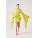 HOLLY LOLLY Saten Mini Elbise, s, HLFW26-0018, Yeşil, Kadın