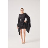 HOLLY LOLLY Saten Mini Elbise, xs, HLFW26-0018, Siyah, Kadın