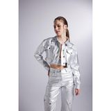 Holly Lolly Varak Kaplama Crop Millen Ceket Gri - XS