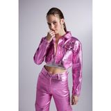 Holly Lolly Varak Kaplama Crop Millen Ceket Pembe - S