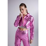 HOLLY LOLLY Varak Kaplama Crop Millen Ceket Pembe