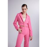 HOLLY LOLLY Vatkalı Crop Model Uzun Kol Blazer Panky Ceket Pembe