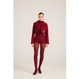 HOLLY LOLLY Yakası Saten Detaylı Camila Crop Blazer Ceket Bordo