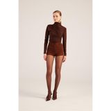 HOLLY LOLLY Yüksek Bel Fermuarlı Mini Bailey Şort, xs, HLFW25-00048, Kahve, Kadın