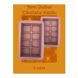 HOLLYHOME 2 Adet Silikon Dubai Çikolata Kalıbı 8 Bölmeli 9x14cm