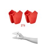 HOLLYHOME 2'li Silikon Cupcake Kırmızı Fırın Eldiveni, Tepsi Tutacağı, Mikrodalga Tutacak, Yanmaz Eldiven