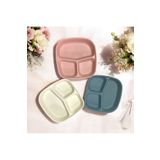 HOLLYHOME 3 Adet 3 Bölmeli Kahvaltı Tabağı Plastik Piknik Kamp Çerez Yemek Servis Tabağı 21,5x23x3,5cm
