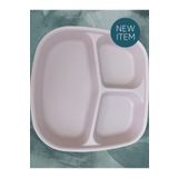 HOLLYHOME 3 Bölmeli Kahvaltı Tabağı Plastik Piknik Kamp Çerez Yemek Servis Tabağı Pudra 21,5x23x3,5cm 1 Adet