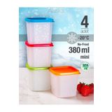 HOLLYHOME 4 Adet Mini Alaska Nofrost Saklama Kabı Derin Dondurucu 380ml