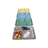HOLLYHOME 4 Adet Tabldot 5 Bölmeli Lüks Plastik Piknik Yemek Servis Tabağı, 4 Renk Tablot 21x31x3,3(h) cm