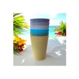 HOLLYHOME 6 Adet Plastik Bardak Renkli Plastik Su, Meşrubat Bardağı 300ml 10(h)x8cm