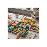 HOLLYHOME 6 Adet Tablot 5 Bölmeli Lüks Plastik Piknik Yemek Servis Tabağı, 6 Mat Renk Tabldot 21x31x3,3(h) cm