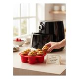 HOLLYHOME Airfryer Silikon 7 Bölmeli Muffin Pişirme Kabı Fırın Kek Cupcake Kalıbı 20x5 cm Kırmızı