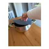 HOLLYHOME Silikon Vakum Kapak, Tencere, Tava, Saklama Kabı Kapağı Gri Çap:24 Cm