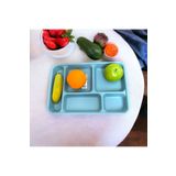 HOLLYHOME Tabldot 5 Bölmeli Lüks Plastik Piknik Yemek Servis Tabağı 1 Adet Mavi Tablot 21x31x3,3(h) cm