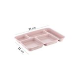 HOLLYHOME Tabldot 5 Bölmeli Lüks Plastik Piknik Yemek Servis Tabağı 1 Adet Tablot Pudra 21 X 31 X 3,5 (H) Cm