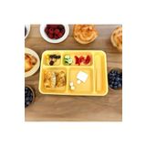 HOLLYHOME Tabldot 5 Bölmeli Lüks Plastik Piknik Yemek Servis Tabağı 1 Adet Tablot Sarı 21x31x3,3(H) Cm