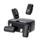 Hollyland Lark A1 Combo Kablosuz Mikrofon, iPhone 16/15/Android için, Mini Manyetik Mikrofon, Ultra Hafif, Gürültü Engelleme, 200 m Los Menzil, (2TX + USB-C RX + Lightning RX + Şarj Kılıfı, Siyah)