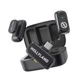 Hollyland LARK A1 Kablosuz Mini Mikrofon, iPhone 15/16 ve Android için, 48 kHz/24 bit, 3 Seviyeli Akıllı Gürültü Engelleyici, YouTube, Podcast, Vlog için Mikrofon (Siyah, 2TX + USB-C RX + Şarj Kılıfı)