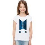 Hollyti Bts Baskılı Kız Çocuk T-Shirt Tişört - 7 - 8 Yaş - Beyaz