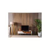 Holm Ev Design Mdf Şömineli Beyaz-Ceviz Tv Ünitesi Tv Sehpası