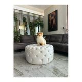 Holm Ev Design Yuvarlak Chester Model Kapitoneli Oval Orta Puf