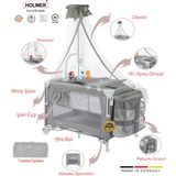 Holmer All In One ( Cibinlikli, Dönenceli, Alt Açma Ünüteli Oyun Parkı/park Yatak ) - Gri