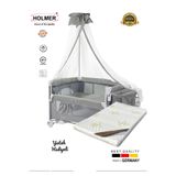 Holmer ALOEVERA YATAK'lı Cibinlikli Beşik/Anne Yanı/Park Yatak 70x110cm AÇIK GRİ