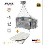 Holmer Coolstyle Cibinlikli Anne Yanı Oyun Parkı 70x110cm + Aloevera Yatak acik-gri