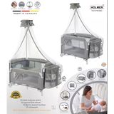 Holmer Coolstyle (Deluxe Kumaş) Premium Cibinlikli Anne Yanı/Oyun Parkı/Park Yatak 70X110cm Deluxe Gri
