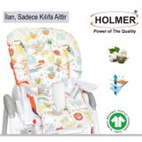HOLMER Leke Tutmaz Organik Mama Sandalyesi Minderi & Kılıfı Max-M (Açık Gri)