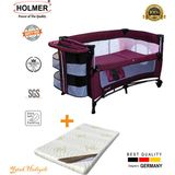 Holmer Maxi Comfort Coolstyle Anne Yanı Oyun Parkı/beşik 70X110CM Mürdüm+Aloevera Yatak - 70 x 110 cm