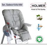 Holmer Organik Mama Sandalyesi Minderi & Kılıfı Max-T Leke Tutmaz Gri 0 - 3 Yaş İçin Yıkanabilir