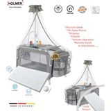 Holmer Yatak Hediyeli ( Alt Değiştirme Aparatı, Cibinlik, Dönenceli Oyun Parkı/park Yatak/beşik ) - Gri