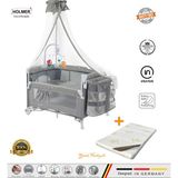 Holmer (Yatak Hediyeli) Coolstyle Maxi Cibinlikli Dönenceli Anne Yanı Park Yatak 70X110CM + Yatak - 70 x 110 cm - Gri