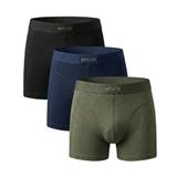 HOLOD Erkek Boxer Brief 3’lü Paket –%95 Organik Pamuk%5 Elastan – Esnek, Nefes Alabilir Premium İç Çamaşırı (3, Navy Green, L)