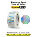 Hologram Renk Yuvarlak Kesim Etiket 2cm 500 Adet Çok Renkli
