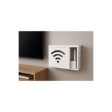 HOLTECH Ahşap Modem Saklama Kutusu Dekoratif WiFi Desenli Saklama Kutusu Demonte 35 X 40 cm Sürgülü